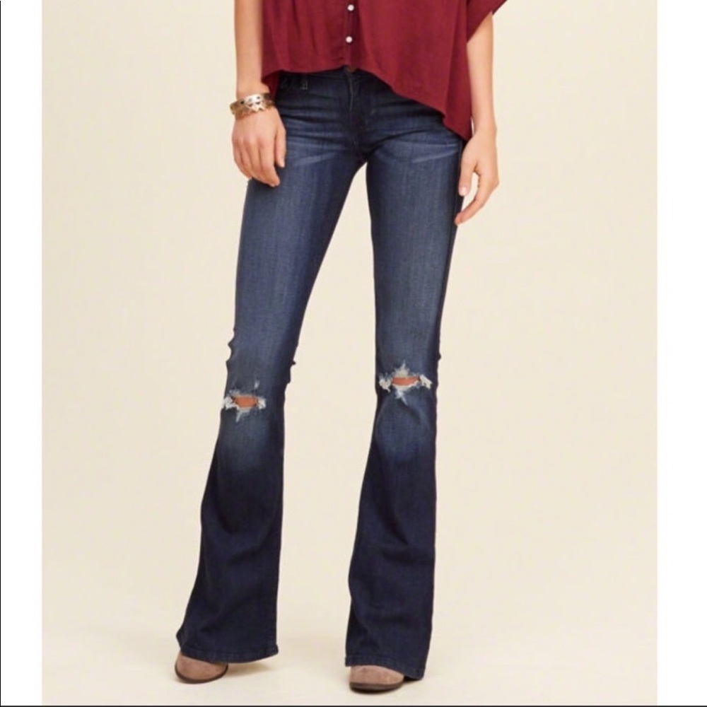 Hollister Ripped Knee Flare Jeans